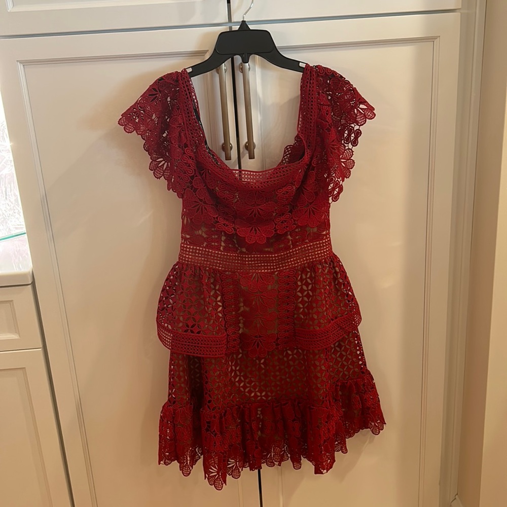 self portrait red lace dress size 6 worn once